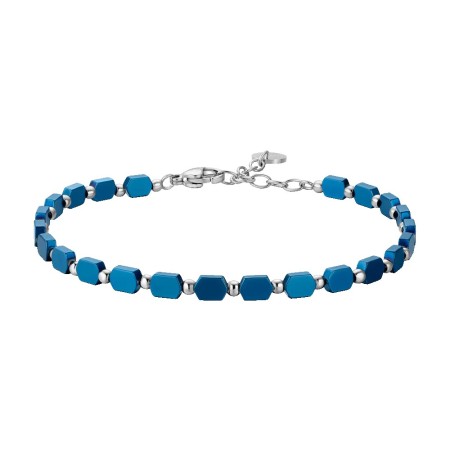 LUCA BARRA  -  BRACCIALE UOMO IN ACCIAIO CON EMATITE BLU