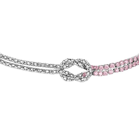 LUCA BARRA  -  BRACCIALE DONNA IN ACCIAIO CON NODO E ZIRCONI ROSA 2