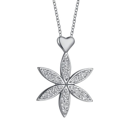 LUCA BARRA  -  COLLANA DONNA IN ACCIAIO CON FIORE DELLA VITA E CUORE 2