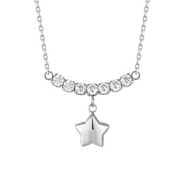 LUCA BARRA  -  COLLANA DONNA IN ACCIAIO CON STELLA E ZIRCONI BIANCHI