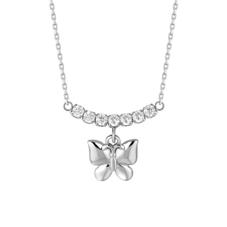 LUCA BARRA  -  COLLANA DONNA IN ACCIAIO CON FARFALLA E ZIRCONI BIANCHI 2