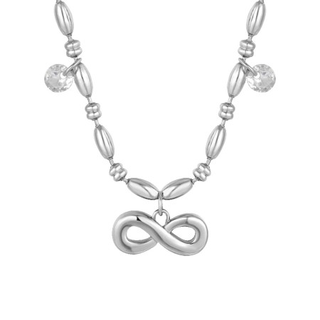 LUCA BARRA  -  COLLANA DONNA IN ACCIAIO CON INFINITO E ZIRCONI BIANCHI 2