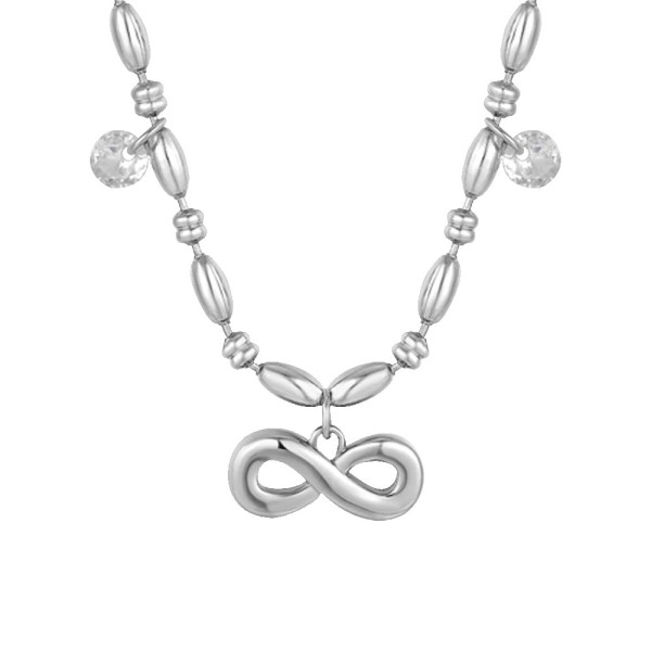 LUCA BARRA  -  COLLANA DONNA IN ACCIAIO CON INFINITO E ZIRCONI BIANCHI