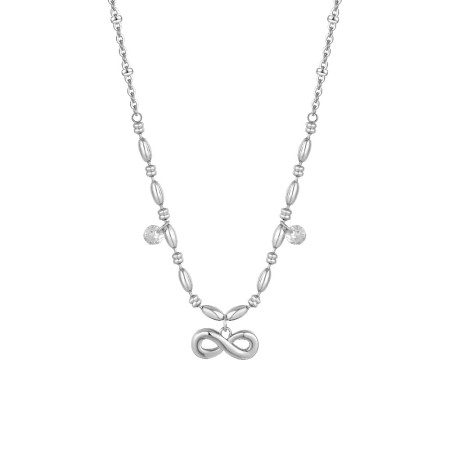 LUCA BARRA  -  COLLANA DONNA IN ACCIAIO CON INFINITO E ZIRCONI BIANCHI