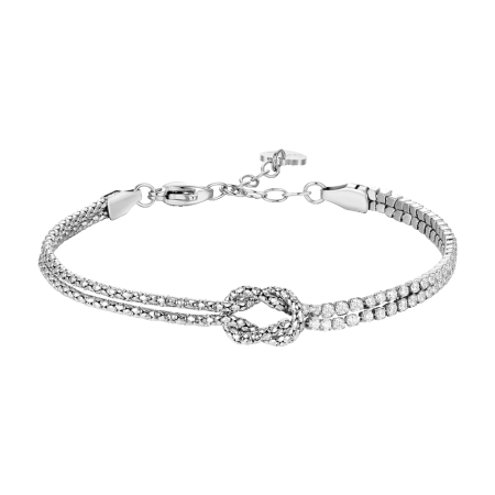 LUCA BARRA  -  BRACCIALE DONNA IN ACCIAIO CON NODO E ZIRCONI BIANCHI