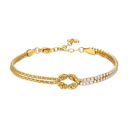 LUCA BARRA  -  BRACCIALE DONNA IN ACCIAIO IP GOLD CON NODO E ZIRCONI BIANCHI