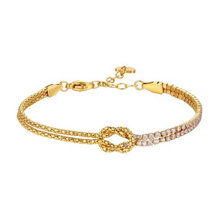 LUCA BARRA  -  BRACCIALE DONNA IN ACCIAIO IP GOLD CON NODO E ZIRCONI ROSA