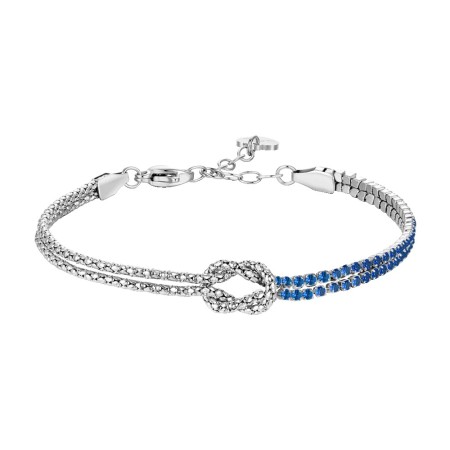 LUCA BARRA  -  BRACCIALE DONNA IN ACCIAIO CON NODO E ZIRCONI BLU