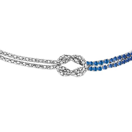 LUCA BARRA  -  BRACCIALE DONNA IN ACCIAIO CON NODO E ZIRCONI BLU 2