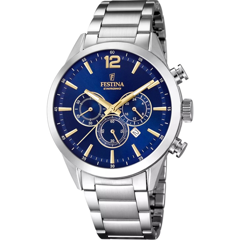 FESTINA     OROLOGIO  TIMELESS CHRONOGRAPH BLU CINTURINO IN ACCIAIO, UOMO