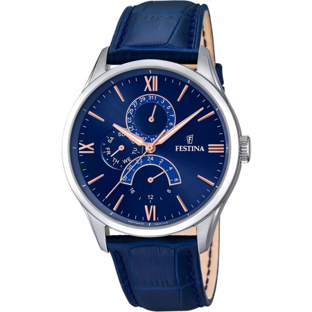 FESTINA  OROLOGIO RETRO BLU CINTURINO IN PELLE, UOMO