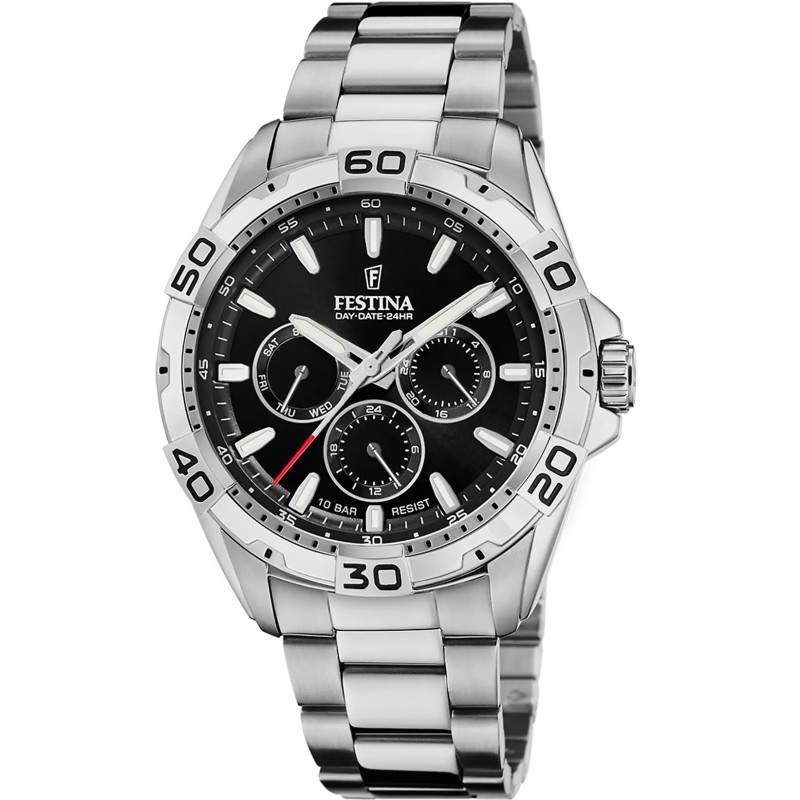 FESTINA   OROLOGIO UOMO  NERO ACCIAIO INOSSIDABILE