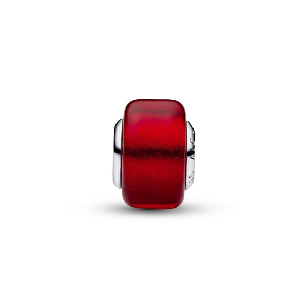 Pandora   Charm  Mini Vetro di Murano Rosso Argento