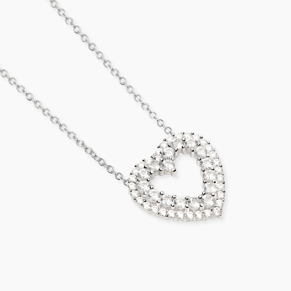 MABINA  - Collana con pendente a cuore in zirconi bianchi REGINA DI CUORI