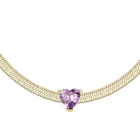 LUCA BARRA  -  COLLANA DONNA IN ACCIAIO COLORE ORO CON ZIRCONE VIOLA 2