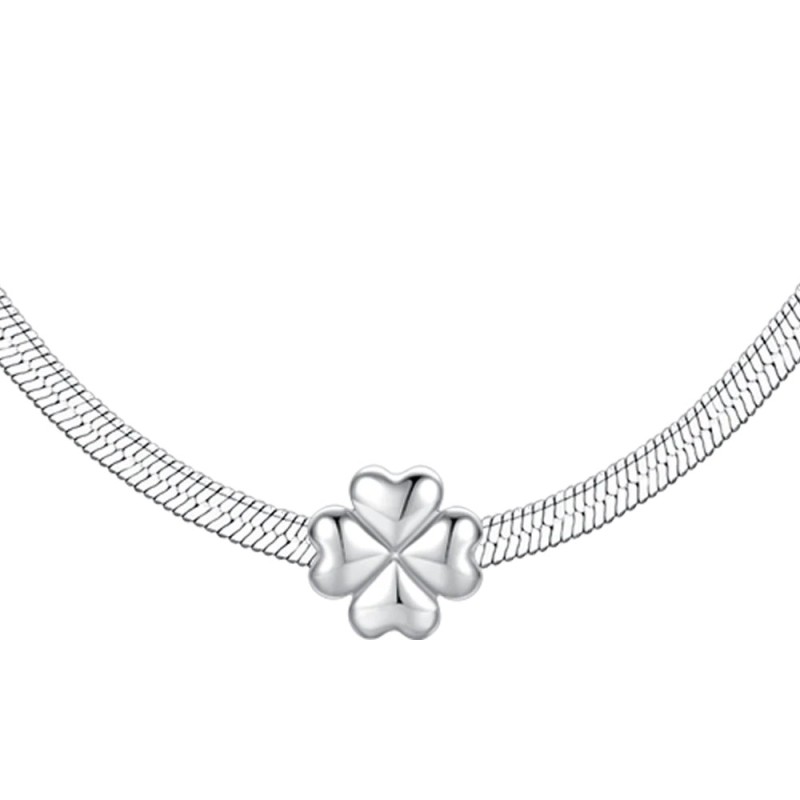 LUCA BARRA  -  COLLANA DONNA IN ACCIAIO CON QUADRIFOGLIO