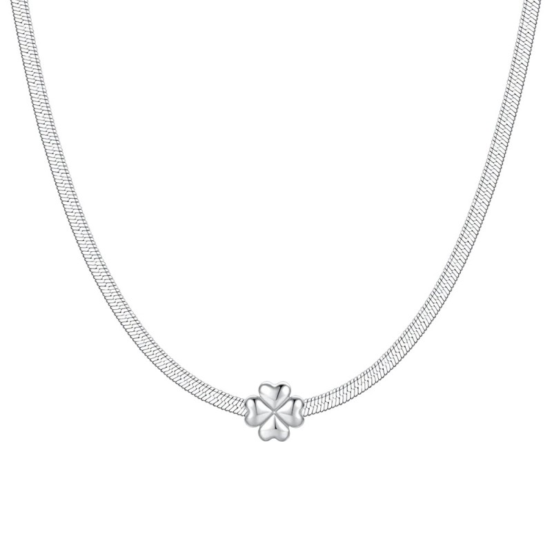 LUCA BARRA  -  COLLANA DONNA IN ACCIAIO CON QUADRIFOGLIO