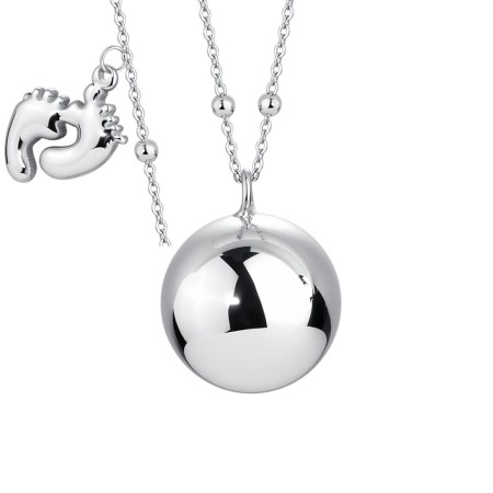 LUCA BARRA  -  COLLANA CHIAMA ANGELI DONNA IN ACCIAIO, CIONDOLO IN METALLO CON CHARM PIEDINI