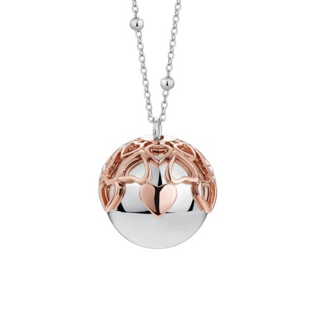 LUCA BARRA  -  COLLANA CHIAMA ANGELI DONNA IN ACCIAIO, CIONDOLO CON CUORE IN METALLO