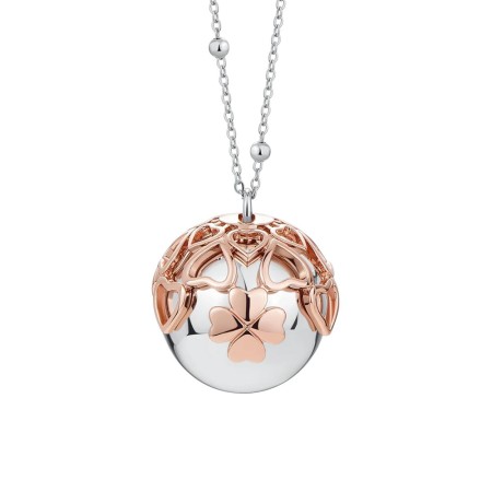 LUCA BARRA  -  COLLANA CHIAMA ANGELI DONNA IN ACCIAIO, CIODOLO CON QUADRIFOGLIO IN METALLO