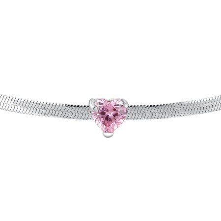 LUCA BARRA   -   BRACCIALE DONNA IN ACCIAIO CON ZIRCONE ROSA 2
