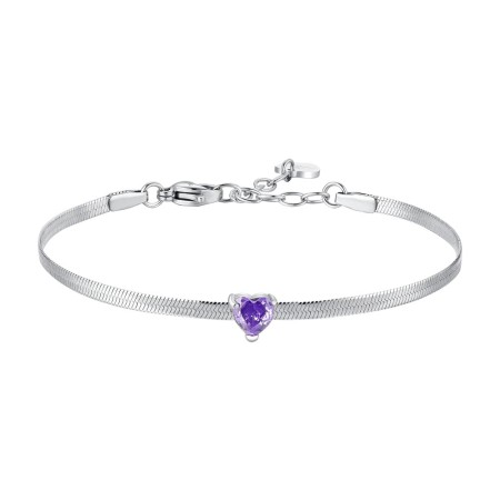 LUCA BARRA   -   BRACCIALE DONNA IN ACCIAIO CON ZIRCONE VIOLA