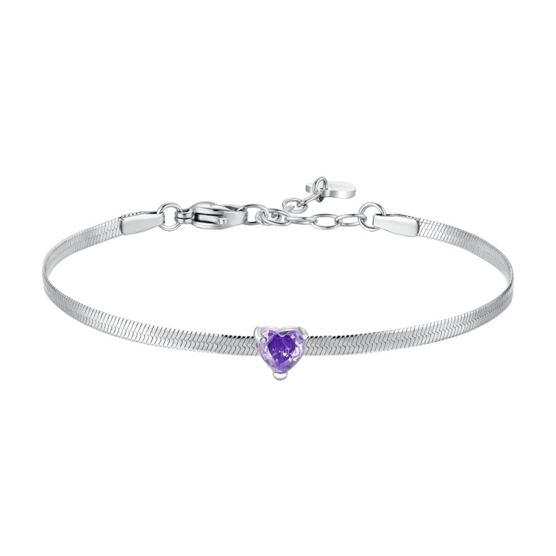 LUCA BARRA   -   BRACCIALE DONNA IN ACCIAIO CON ZIRCONE VIOLA