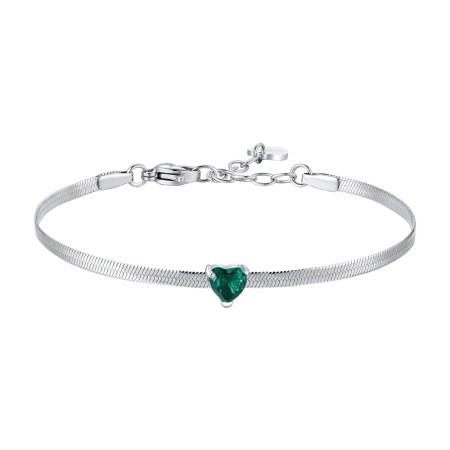 LUCA BARRA   -   BRACCIALE DONNA IN ACCIAIO CON ZIRCONE VERDE
