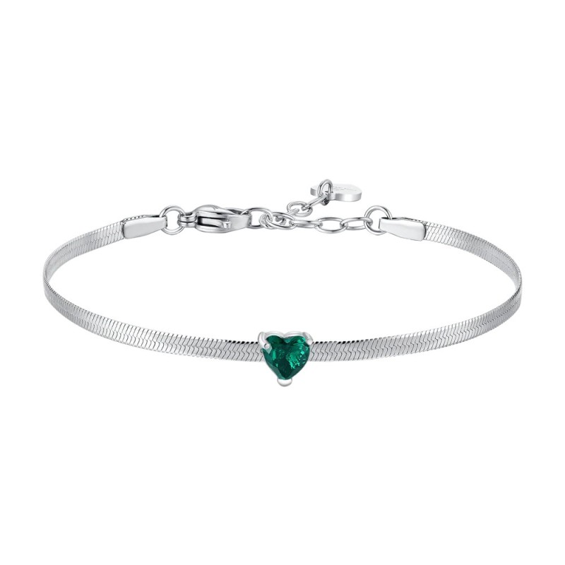 LUCA BARRA   -   BRACCIALE DONNA IN ACCIAIO CON ZIRCONE VERDE