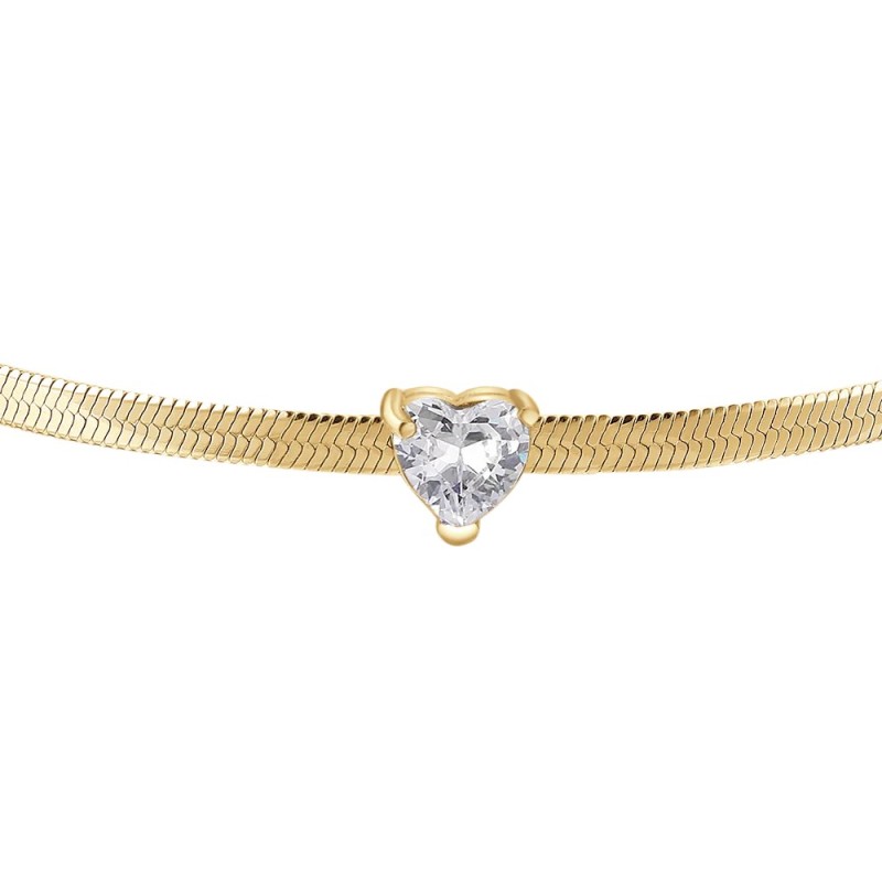 LUCA BARRA   -   BRACCIALE DONNA IN ACCIAIO COLORE ORO CON ZIRCONE BIANCO
