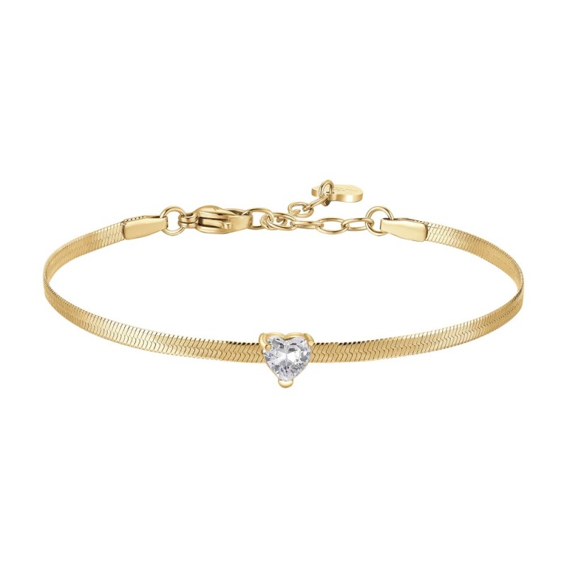 LUCA BARRA   -   BRACCIALE DONNA IN ACCIAIO COLORE ORO CON ZIRCONE BIANCO