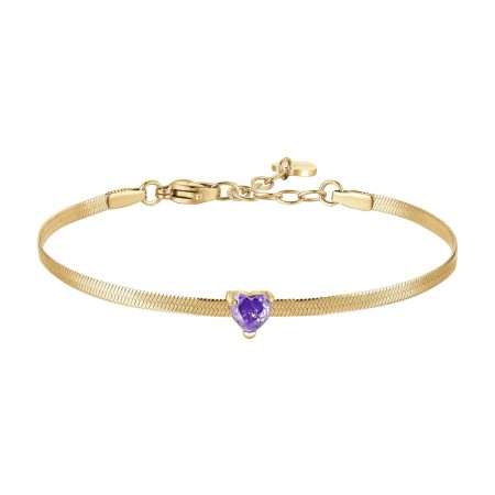 LUCA BARRA   -   BRACCIALE DONNA IN ACCIAIO COLORE ORO CON ZIRCONE VIOLA