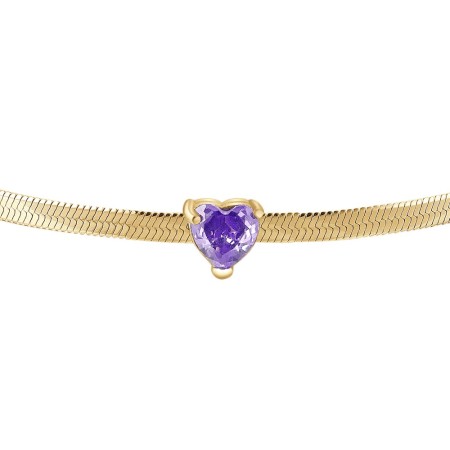 LUCA BARRA   -   BRACCIALE DONNA IN ACCIAIO COLORE ORO CON ZIRCONE VIOLA 2