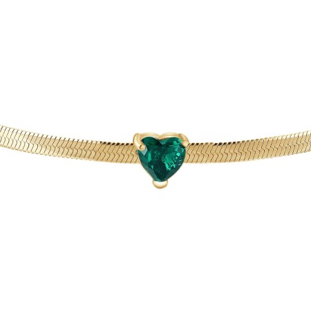 LUCA BARRA   -   BRACCIALE DONNA IN ACCIAIO COLORE ORO CON ZIRCONE VERDE 2