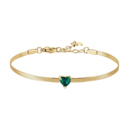 LUCA BARRA   -   BRACCIALE DONNA IN ACCIAIO COLORE ORO CON ZIRCONE VERDE