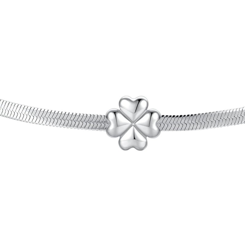 LUCA BARRA   -   BRACCIALE DONNA IN ACCIAIO CON QUADRIFOGLIO