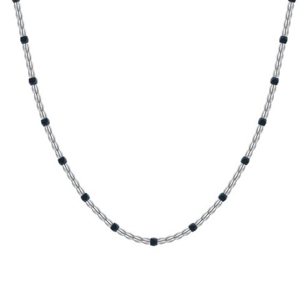 Acquista ora LUCA BARRA  -  COLLANA UOMO IN ACCIAIO CON PIETRE LAPIS | Alba Gioielli