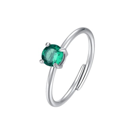 Acquista ora LUCA BARRA  -  ANELLO DONNA IN ACCIAIO ZIRCONE VERDE | Alba Gioielli