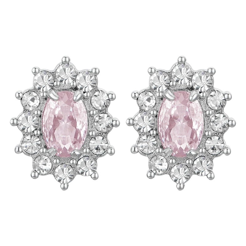 Acquista ora LUCA BARRA - ORECCHINI DONNA IN ACCIAIO CRISTALLI E ZIRCONE ROSA | Alba Gioielli