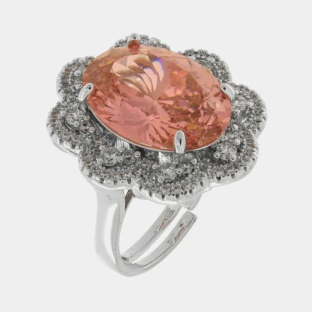 BySimon    Anello in Metallo con zircone rosa