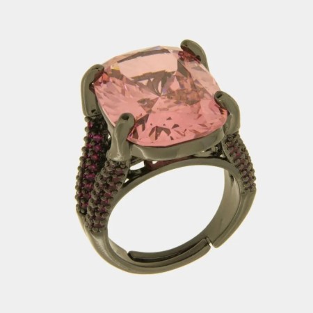 BySimon    Anello in Metallo con zircone centrale rosa