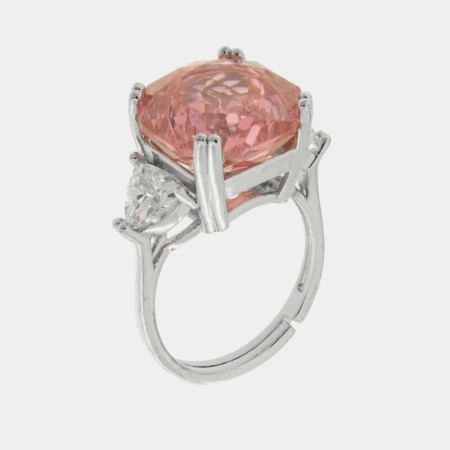 BySimon    Anello in Metallo con zircone centrale rosa