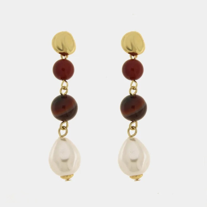 BySimon   Orecchini in Metallo sfere con pietre