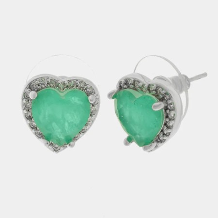 BySimon   Orecchini in Metallo a forma di cuore centrale verde