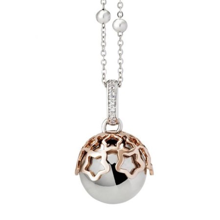 Boccadamo -  Collana con ciondolo sonoro bicolor, stelle e zirconi