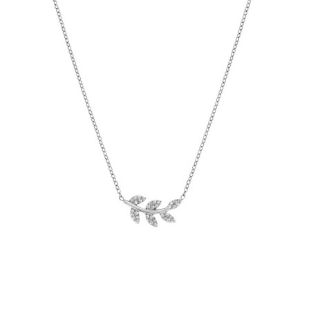 Amen  -  Collana in Acciaio con Foglie D'olivo con Zirconi
