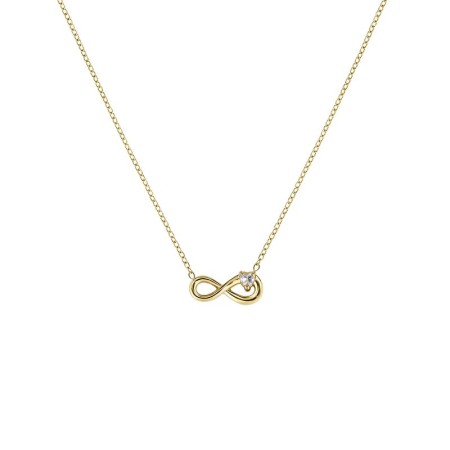 Amen  -  Collana in Acciaio Dorato con Infinito e Cuore con Zircone