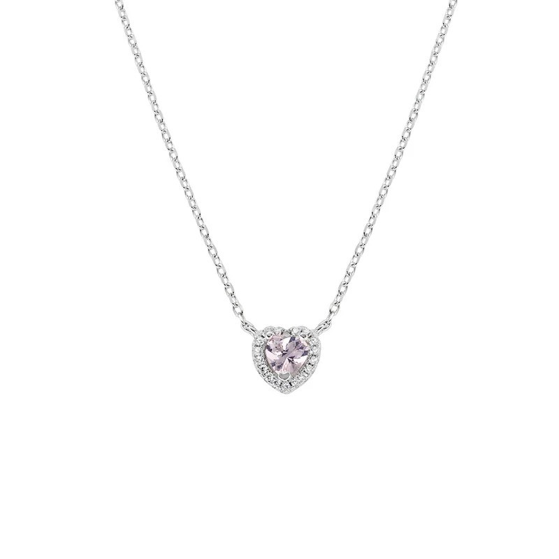 Amen  -  Collana Dolce Cuore Rosa Morganite in Argento