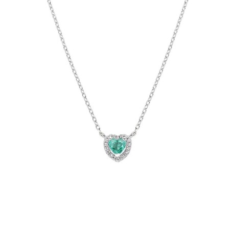 Amen  -  Collana Dolce Cuore Verde Acqua in Argento