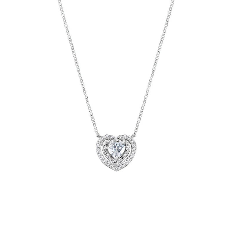 Amen  -  Collana Batticuore con Zircone Bianco in Argento